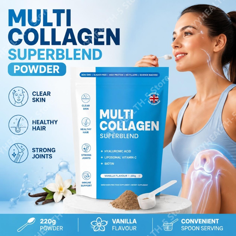 Vitamin C Powder - Multi Collagen Superblend Powder with Hyaluronic