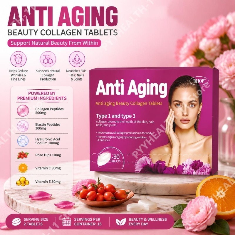 Vitamin C Powder - DHOP Anti Aging Hydrolyzed Collagen Tablets