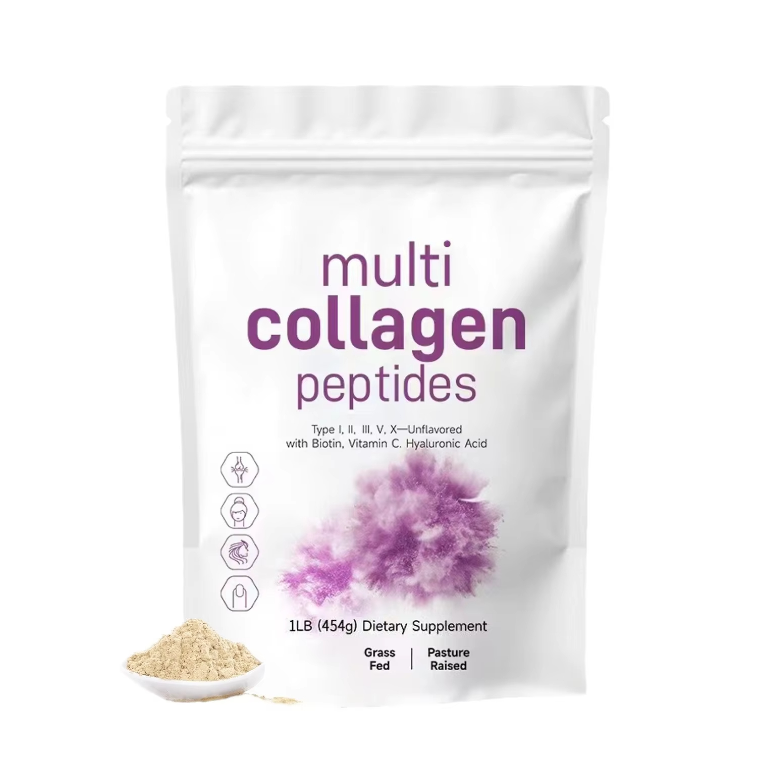 Vitamin C Powder - 454G Multi Collagen Peptides Powder -
